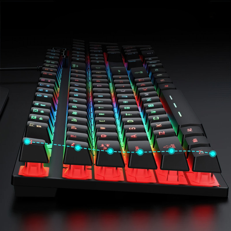 Ігрова клавіатура ZYG-800 LED з підсвіткою, USB, механічна, 104 клавіші, з кнопкою вмикання підсвітки фото - 4