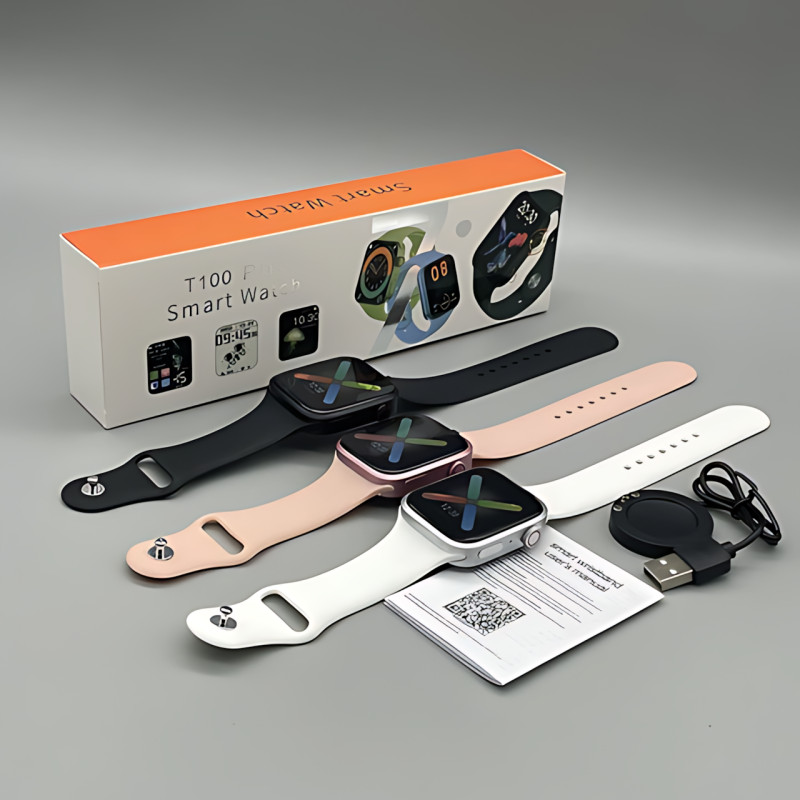 Смарт-часы Smart Watch T100 Plus с Bluetooth-звонками, микрофоном и динамиком, измерение давления и SpO₂, пульсометр, IPS 1.78&Prime; Розовый фото - 9