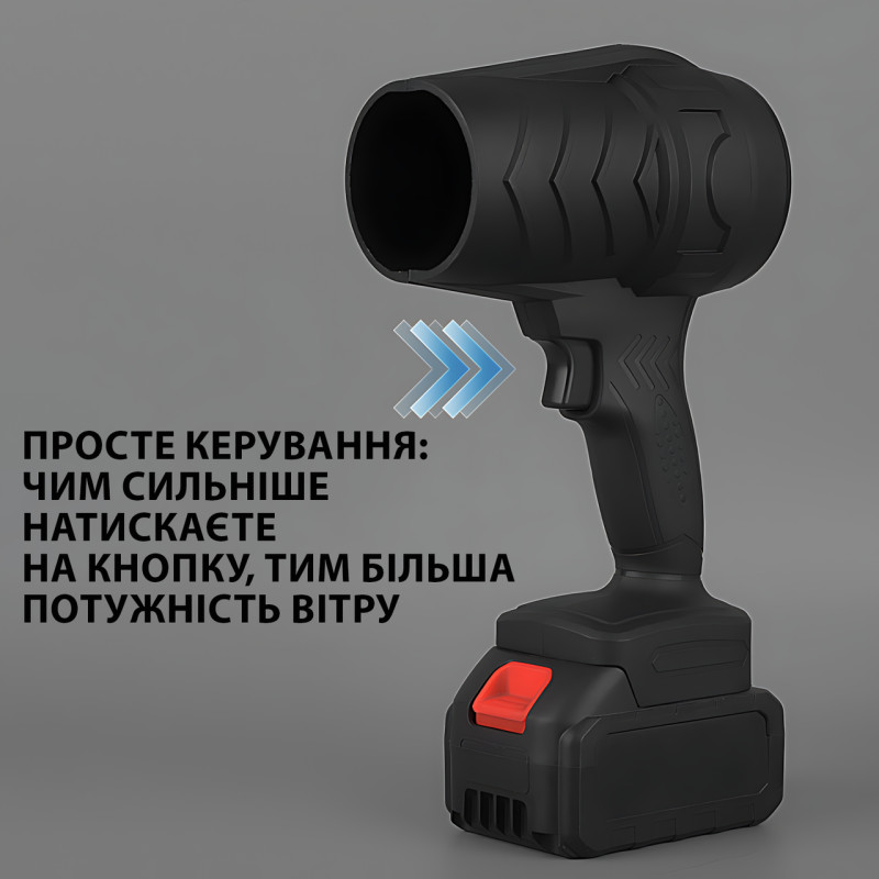 Аккумуляторная воздуходувка-фен 24V/2Ah, беспроводная, 500W, в кейсе с 2 аккумуляторами фото - 4