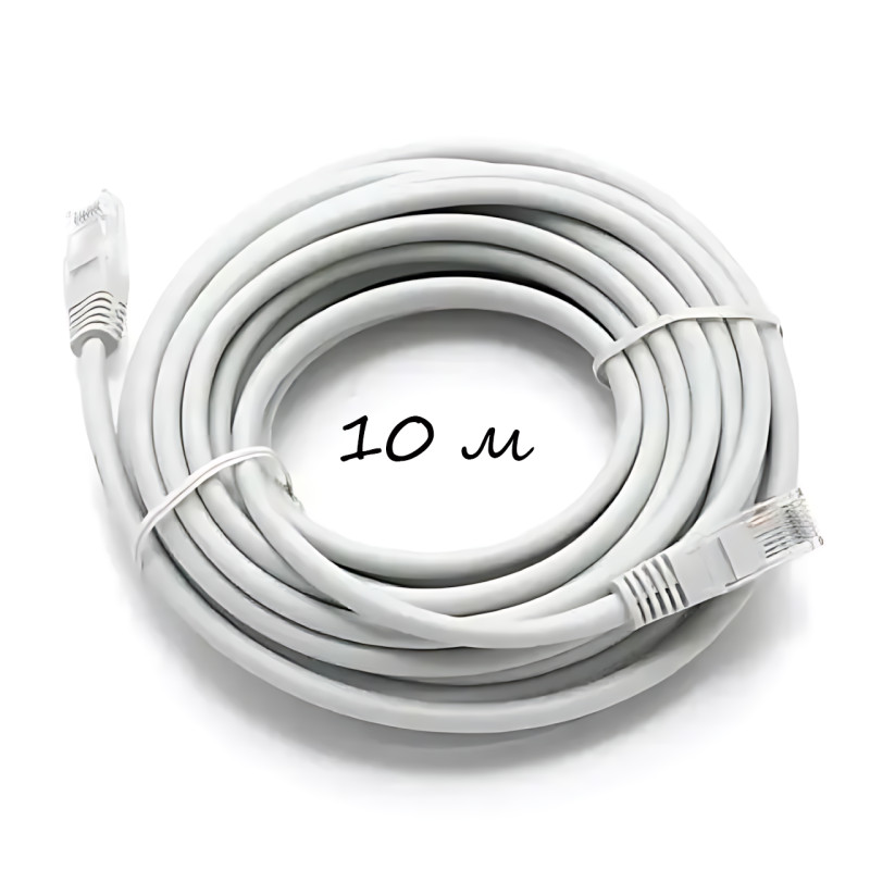 Патч-корд LAN RJ-45 UTP Cat.5e, 10 м, інтернет-кабель 13525, для роутерів, модемів, ПК фото - 8