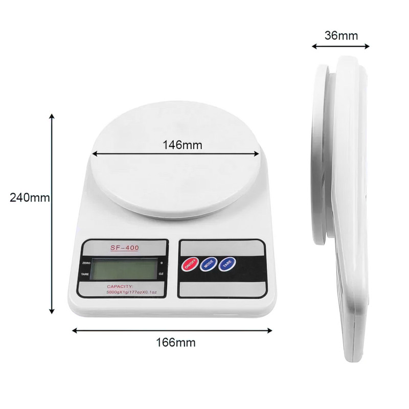 Электронные кухонные весы Kitchen Scale SF-400, до 5 кг, с индикатором низкого заряда, граммы и унции фото - 8