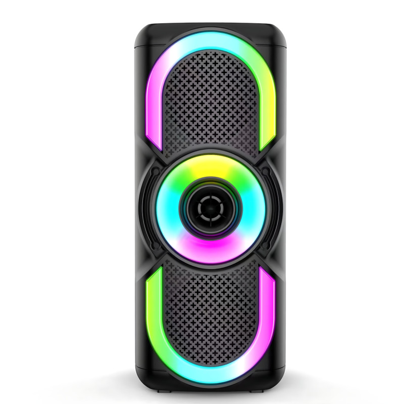 Портативна Bluetooth колонка E-4203 BT — 16 Вт, стереозвук, караоке, FM-радіо, LED-підсвітка, мікрофон, AUX фото - 2