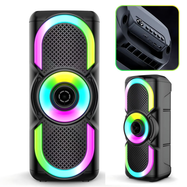 Портативна Bluetooth колонка E-4203 BT — 16 Вт, стереозвук, караоке, FM-радіо, LED-підсвітка, мікрофон, AUX