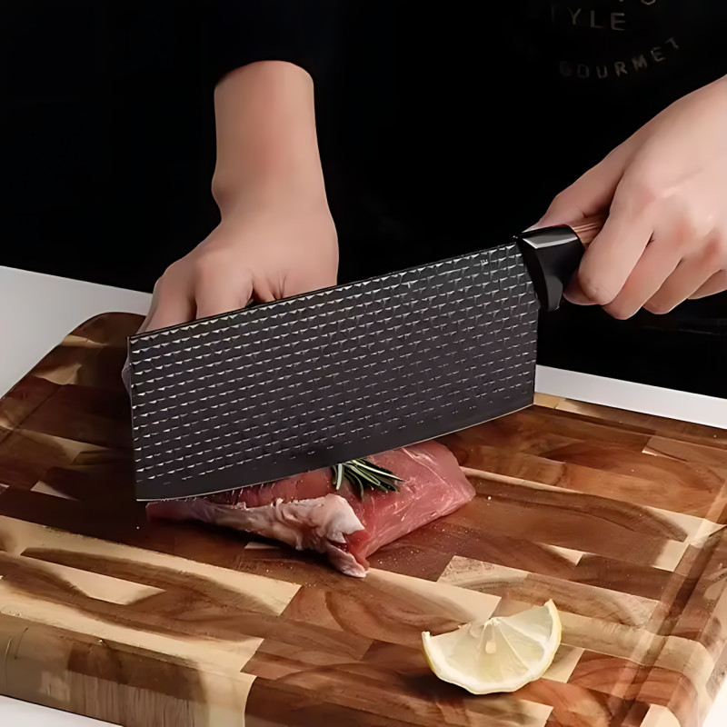 Набір кухонних ножів Kitchen Utensils HA177, 4 ножі + ножиці + овочечистка, неіржавка сталь із керамічним покриттям, SoftTouch фото - 4