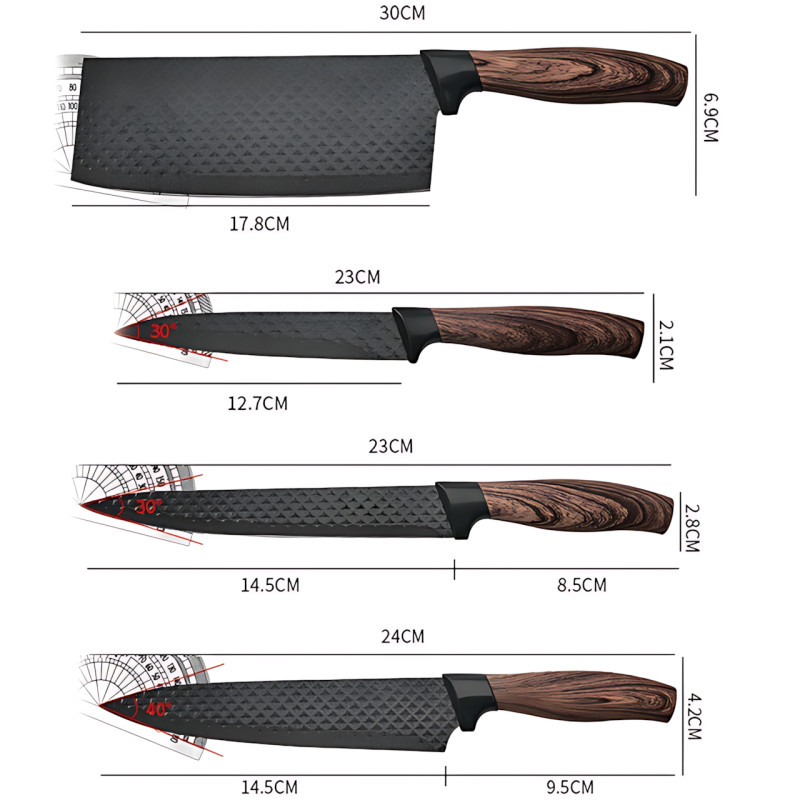 Набір кухонних ножів Kitchen Utensils HA177, 4 ножі + ножиці + овочечистка, неіржавка сталь із керамічним покриттям, SoftTouch фото - 9