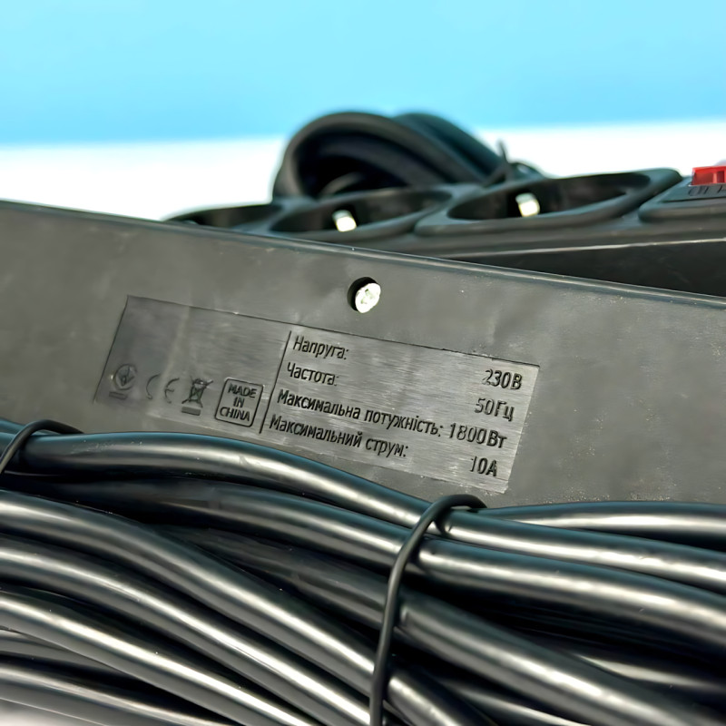 Мережевий фільтр-подовжувач SP3 3 розетки із заземленням, кнопка вимкнення, захист від перевантаження, стрибків напруги, 5 м фото - 7