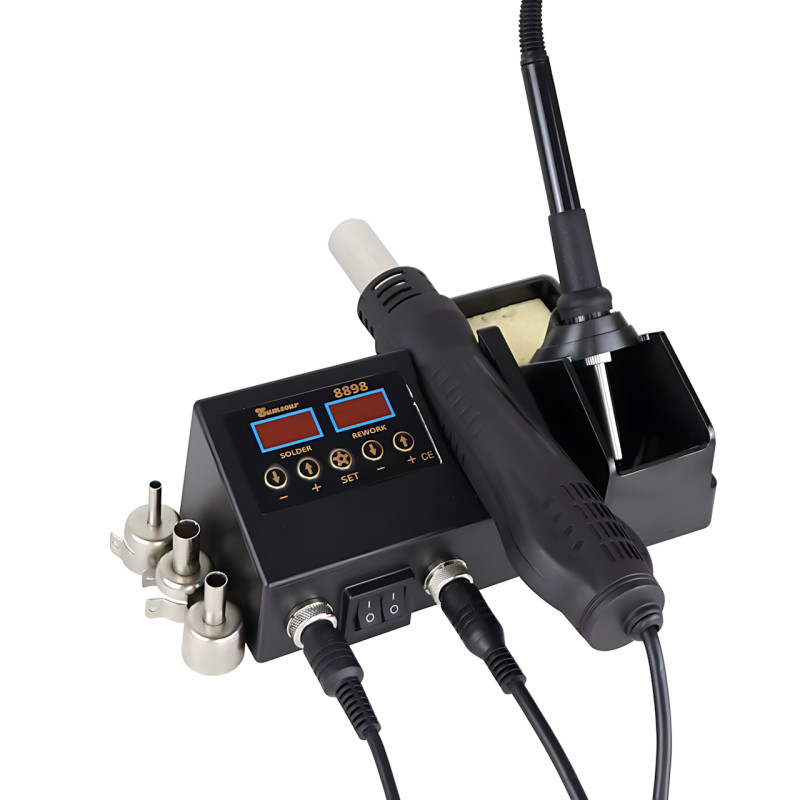 Електрична паяльна станція MA650, 2 в 1, 60 Вт, фен + паяльник, цифровий дисплей, температура 100-500 &deg;C, з насадками фото - 3