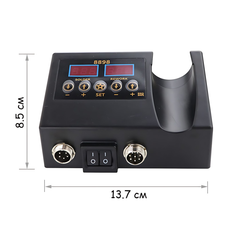 Електрична паяльна станція MA650, 2 в 1, 60 Вт, фен + паяльник, цифровий дисплей, температура 100-500 &deg;C, з насадками фото - 9
