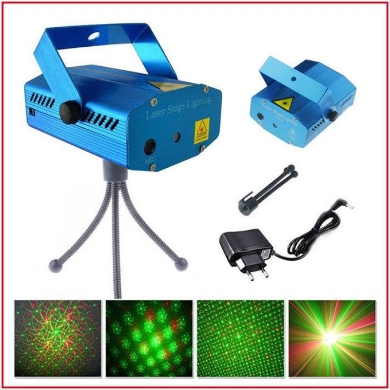 Лазерный проектор светомузыки Disco Laser party Light, дискол лазер 4 режима, синий фото - 2