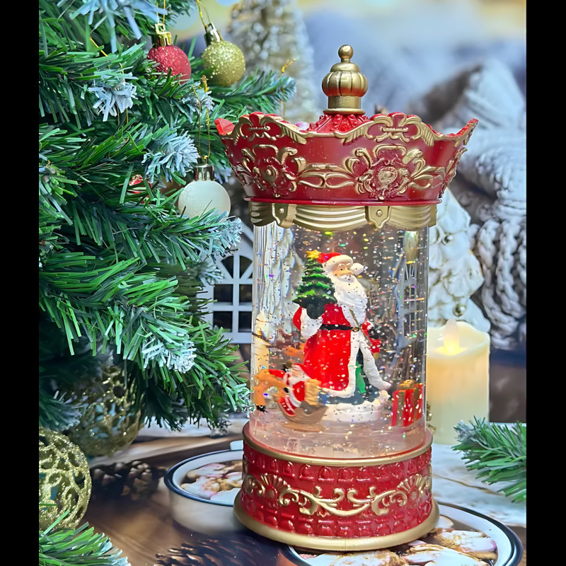 Праздничный музыкальный светильник Карусель Санта 813, светодиодный декор с LED-подсветкой и музыкой, USB, батарейки, 220В, ночник фото - 6