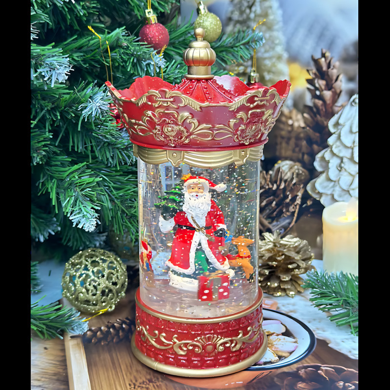 Праздничный музыкальный светильник Карусель Санта 813, светодиодный декор с LED-подсветкой и музыкой, USB, батарейки, 220В, ночник фото - 22