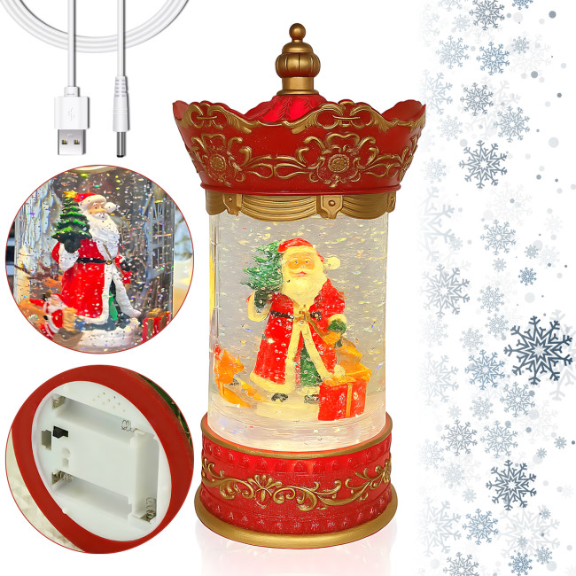 Праздничный музыкальный светильник Карусель Санта 813, светодиодный декор с LED-подсветкой и музыкой, USB, батарейки, 220В, ночник
