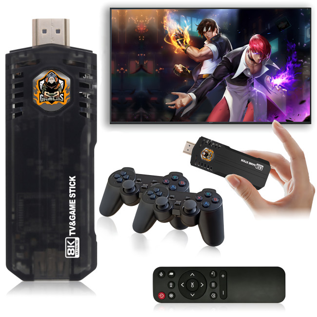 Портативная игровая консоль TV STICK 5G с Android 12, 4K HDR, 10000+ игр и 2 беспроводных джойстика