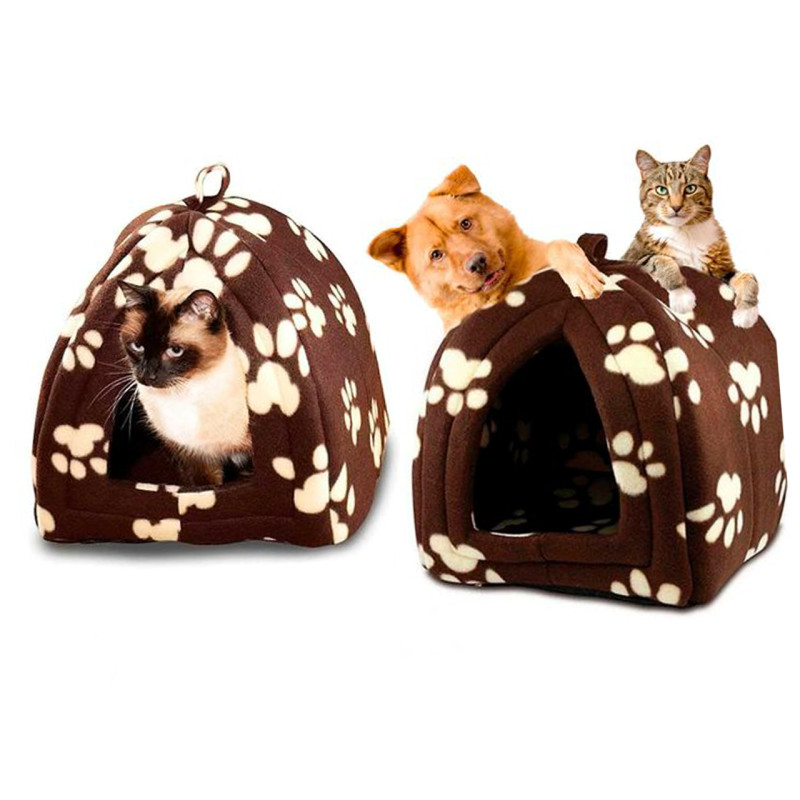 М'яка флісова лежанка-будиночок для кішок і собак універсальна складна Pet Hut фото - 3