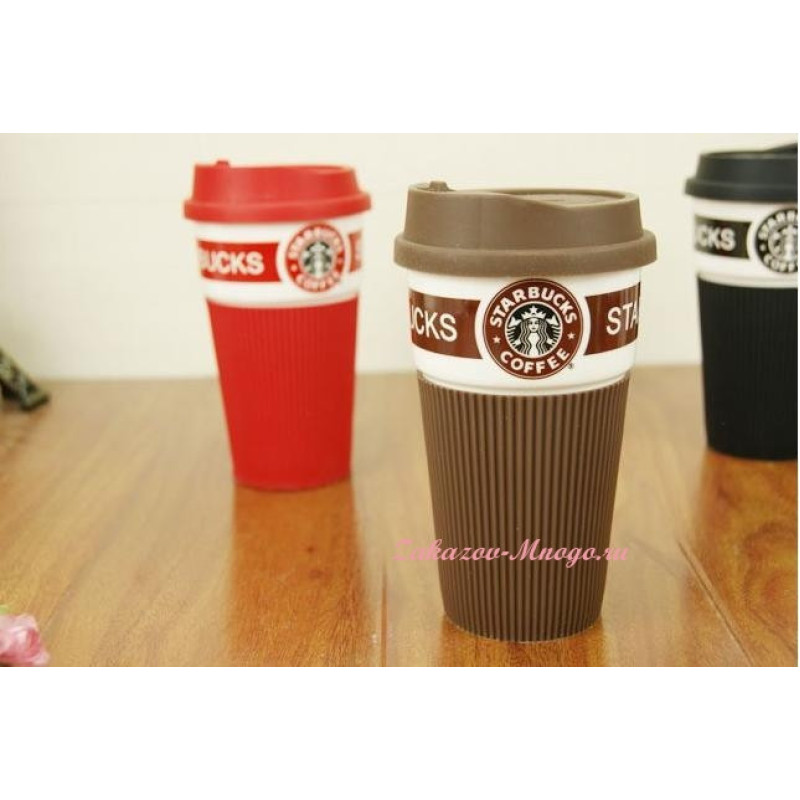 Чашка керамическая кружка Starbucks Brown Старбакс c термоизоляцией фото - 1