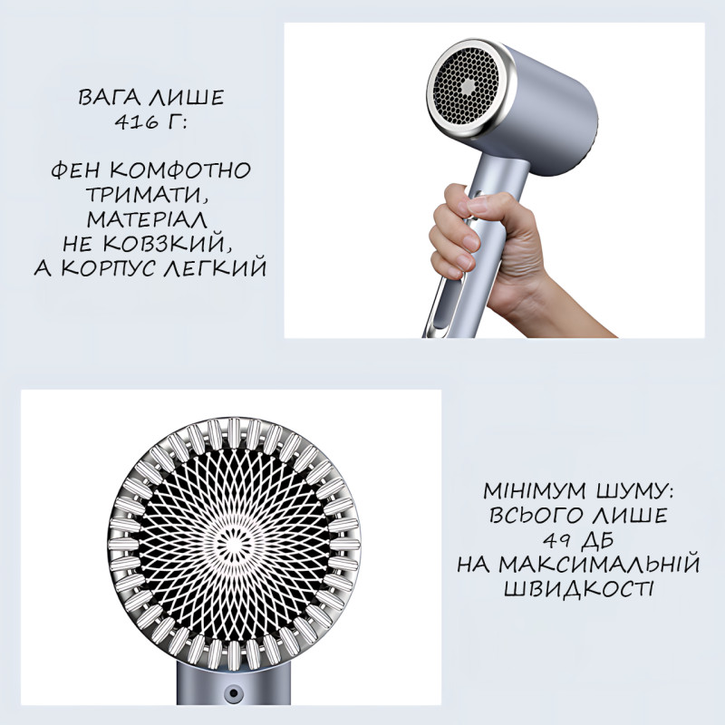 Інноваційний фен XO CF2, Handheld Temperature Control Hair Dryer 1600W з контролером температури та іонізацією фото - 4