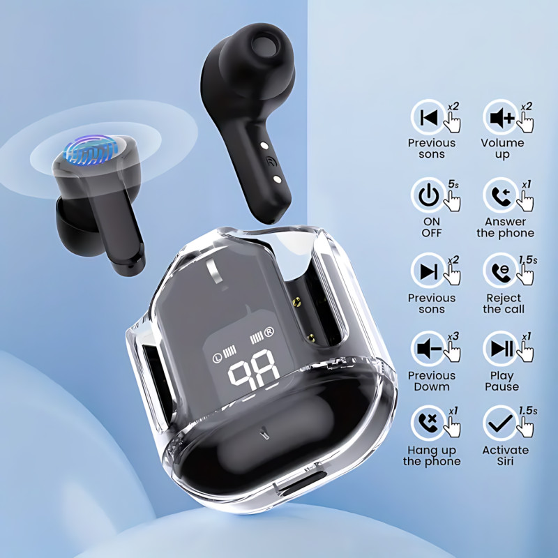 Бездротові навушники Bluetooth ultrapods з мікрофоном, 250 мА·год, сумісні з Android і Apple, діапазон 10 м Блакитний фото - 8