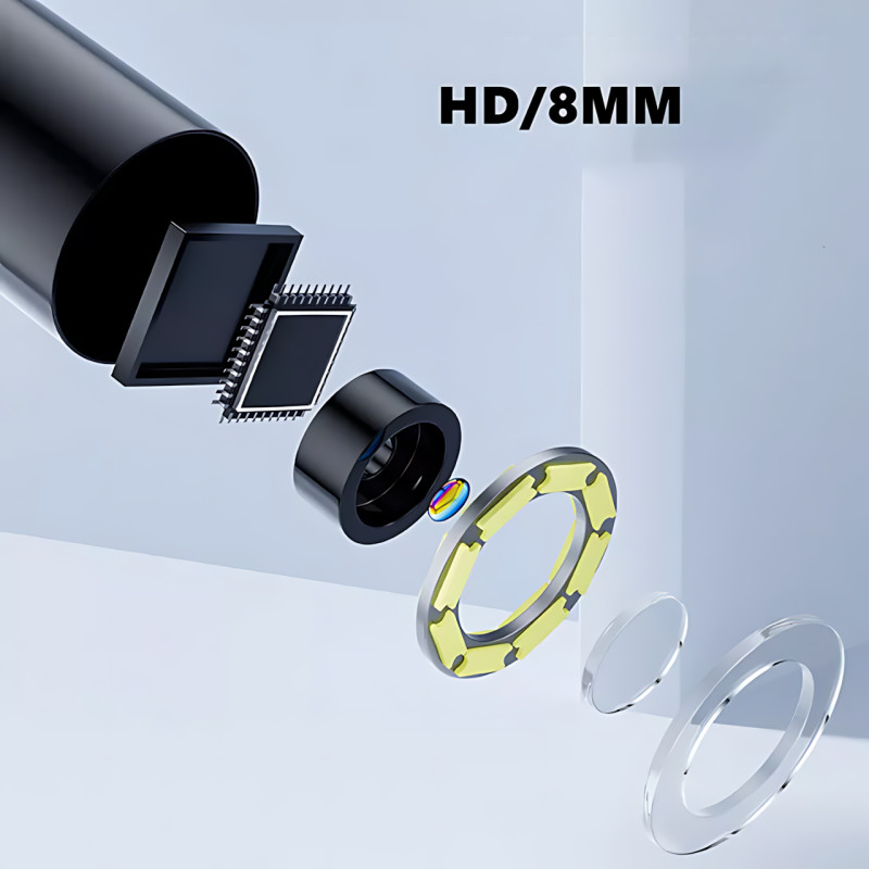 Эндоскоп с экраном RIAS P230, кабель 5 м, 8 мм камера, 8 LED, жёсткий провод, IP68, автономный (батарейки) фото - 4
