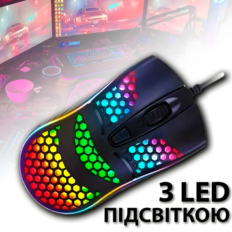 Мышка компьютерная игровая UKC RX M802 RGB LED, 3200 DPI фото - 4