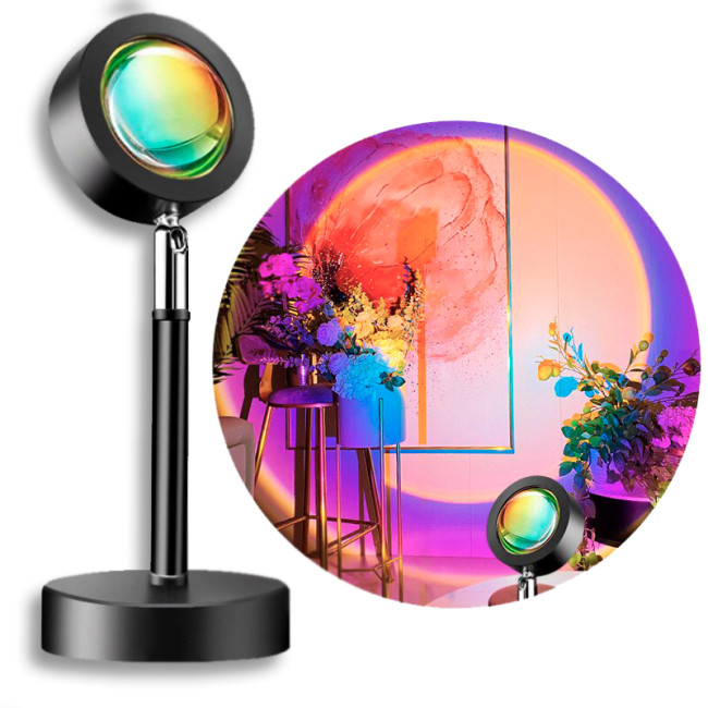 Проекційна лампа SUNSET Tik-tok q07 Lamp з ефектом заходу, 4 кольори, нахил 180 градусів, від USB