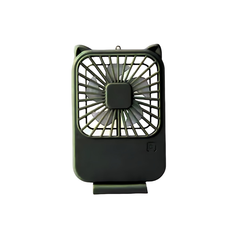 Компактний мінівентилятор Fan AND064 з USB, 3 швидкості, 5 лопатей, 500 мА·год, з підставкою для телефона Зелений фото - 2