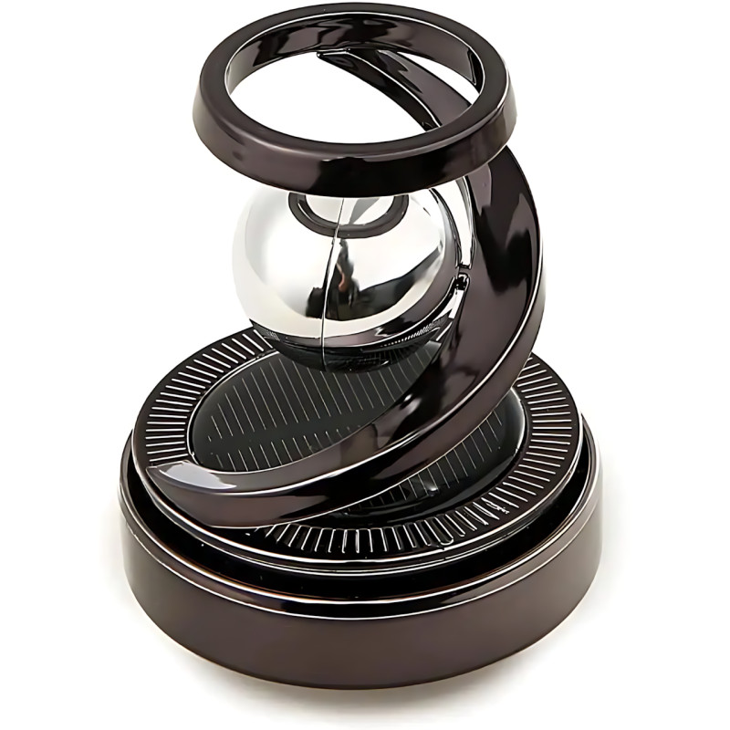 Автомобильный ароматизатор с эффектом левитации, вращающийся шар на солнечной батарее на торпеду, черный фото - 3