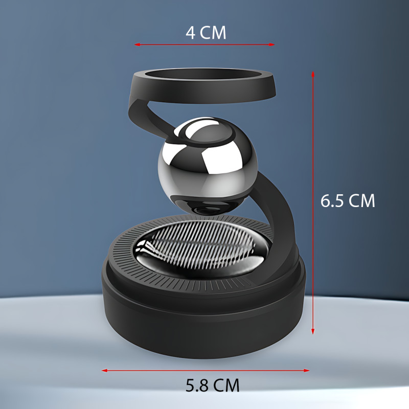 Автомобильный ароматизатор с эффектом левитации, вращающийся шар на солнечной батарее на торпеду, черный фото - 9