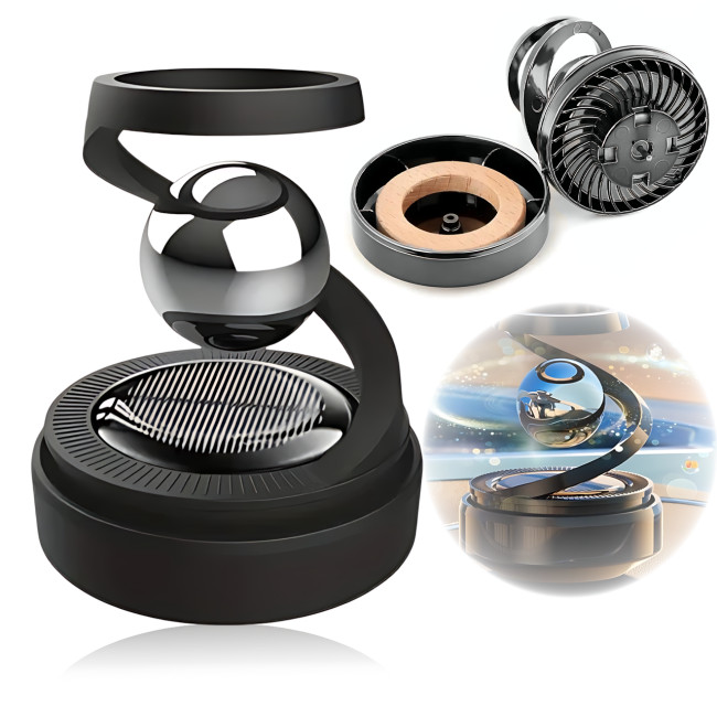 Автомобильный ароматизатор с эффектом левитации, вращающийся шар на солнечной батарее на торпеду, черный