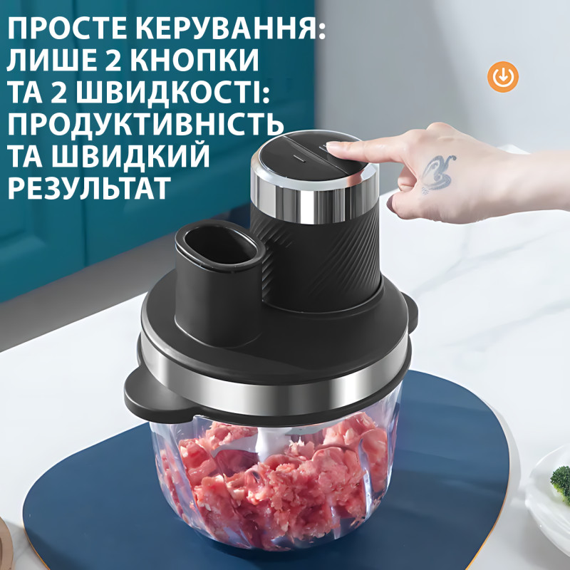 Кухонний блендер 10 в 1 Hoffmans HM-8849, 1800 Вт, 2 чаші по 3.8 л, скло + неіржавка сталь фото - 3