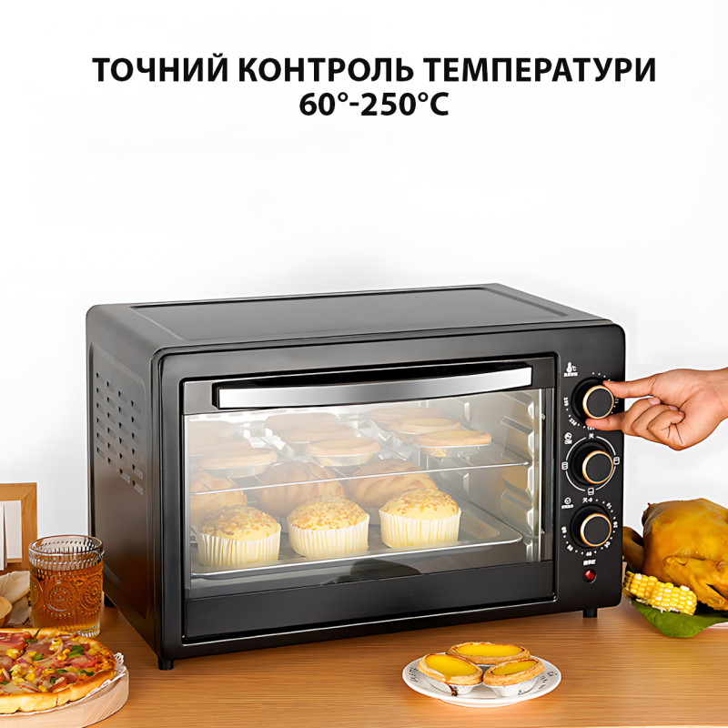 Электрическая духовка RAF-PLUS RS-7725 – 25 л, 1500 Вт, таймер, регулировка температуры 60°-250°C фото - 6