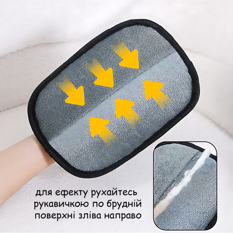 Перчатка - рукавичка для удаления шерсти животных, волос, ворса с мебели, ковров, одежды, салона авто, 23 × 16,5 см, черная фото - 5