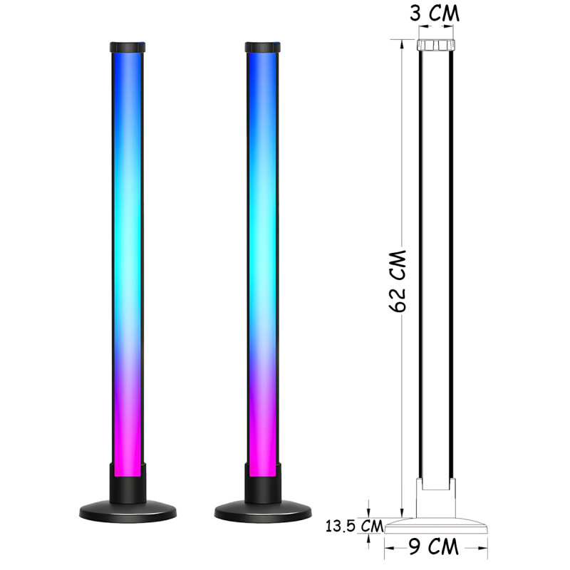 RGB LED настольный светильник-торшер 62 см ART-0670 / MA-767, светомузыка, управление пультом и Bluetooth-приложением, 5W, USB 5V фото - 8