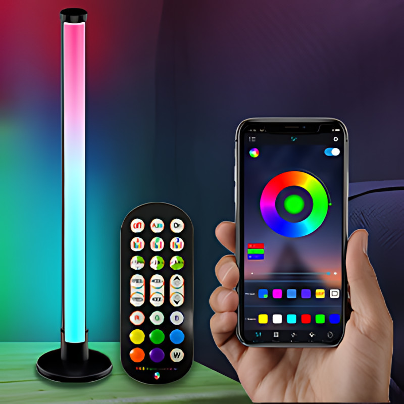 RGB LED настольный светильник-торшер 62 см ART-0670 / MA-767, светомузыка, управление пультом и Bluetooth-приложением, 5W, USB 5V фото - 7