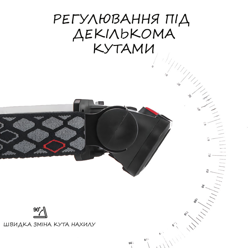 Налобний ліхтарик із червоним світлом COB BL 008 з батареєю 1200 мА·год, з 4 режимами світіння й type-C фото - 5