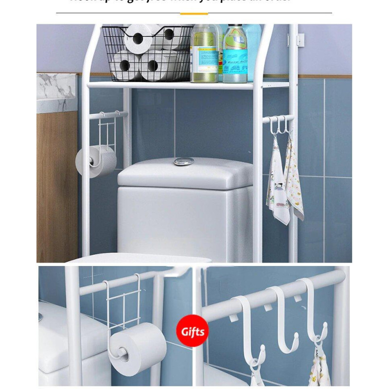 Усиленная стойка над унитазом Toilet Rack TM-020, порошковое покрытие, высота 160 см, белая фото - 3