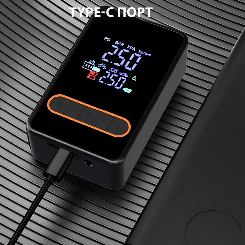 Автомобильный компрессор-насос Car Air Pump CX-329, 30 л/мин, 150 PSI, 1800 мАч, манометр, фонарик фото - 7