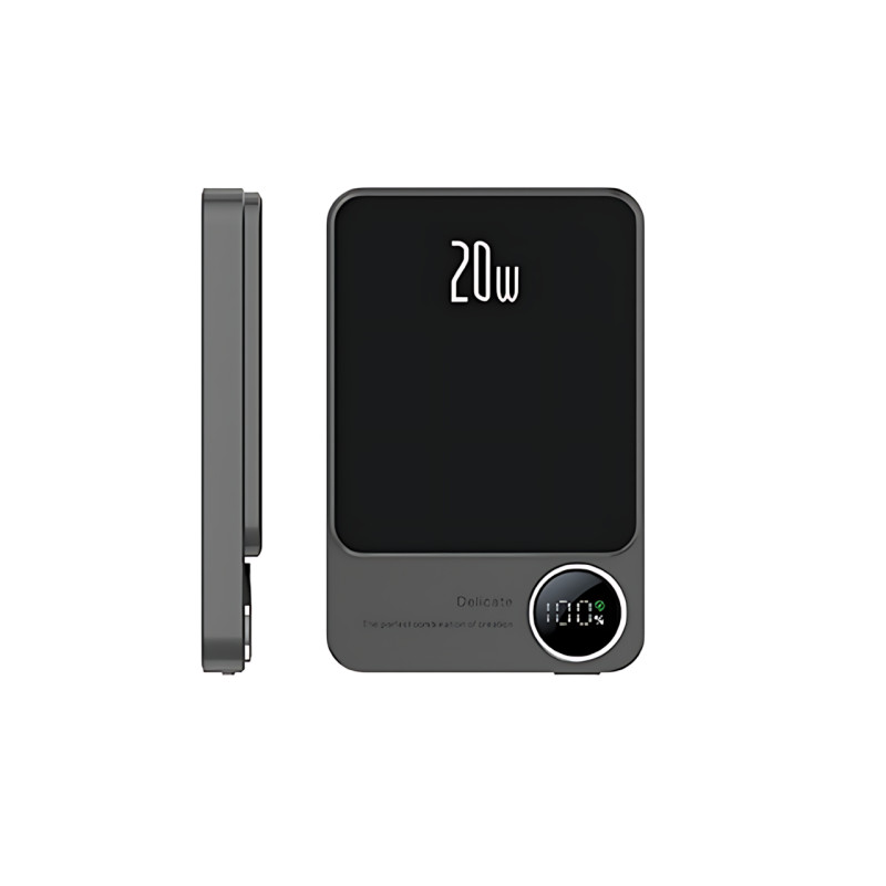 Магнитная беспроводная зарядка, PowerBank Q9 10000mAh с технологией MagSafe, дисплей с индикацией заряда Белый фото - 2