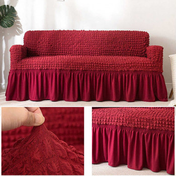 Натяжной чехол на диван Hommy Turkey, универсальный размер, разные цвета малиновый