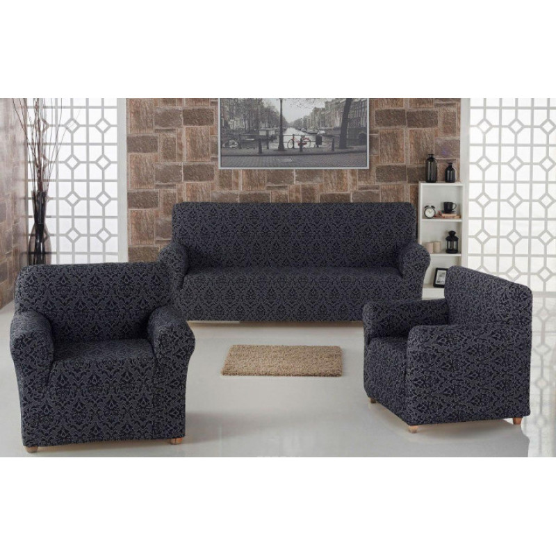 Комплект чохлів на диван і два крісла Жаккард Milano Home Concept Karna, універсальний розмір, різні кольори фото - 2