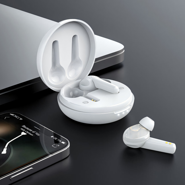 Бездротова гарнітура HOCO ES55 Songful, Bluetooth хендсфри BT5 з кейсом для заряджання Білий