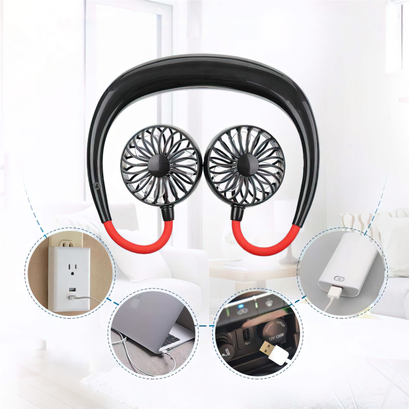 Нашийний USB-вентилятор Wearable Fan із зарядкою від MicroUSB, 1200 мА/год, 4 Вт фото - 5