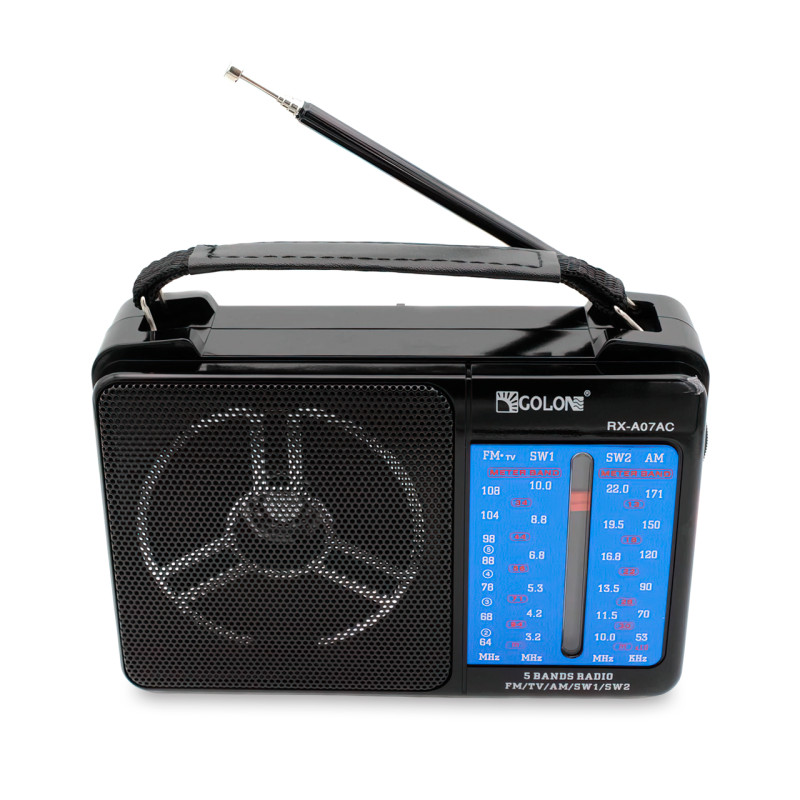 Портативный радиоприемник GOLON RX-A07 AC с частотами FM, AM, SW1, SW2, TV, от батареек и от сети 220 В фото - 2