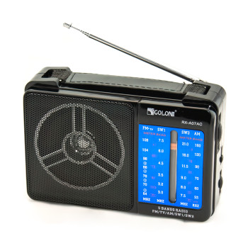 Портативный радиоприемник GOLON RX-A07 AC с частотами FM, AM, SW1, SW2, TV, от батареек и от сети 220 В
