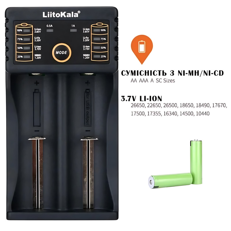Умное зарядное устройство LiitoKala Lii-202 с Power Bank, для всех типов аккумуляторов: 18650, AA, AAA, Li-Ion фото - 7