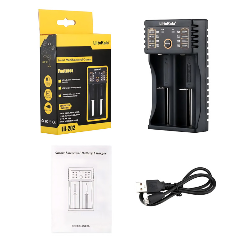 Умное зарядное устройство LiitoKala Lii-202 с Power Bank, для всех типов аккумуляторов: 18650, AA, AAA, Li-Ion фото - 8
