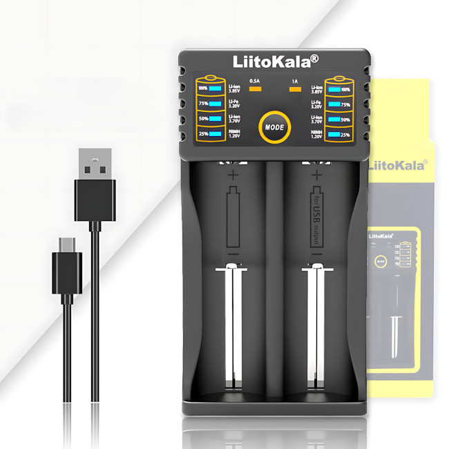 Умное зарядное устройство LiitoKala Lii-202 с Power Bank, для всех типов аккумуляторов: 18650, AA, AAA, Li-Ion