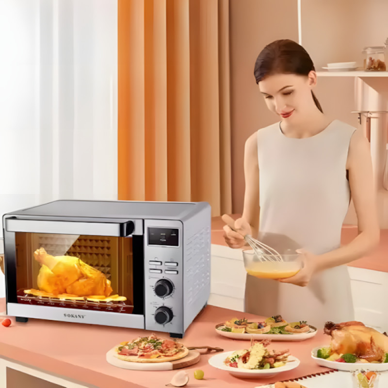 SOKANY SK-436 35L, электрическая настольная духовка 1500 Вт с грилем, таймером и двумя тэнами фото - 8