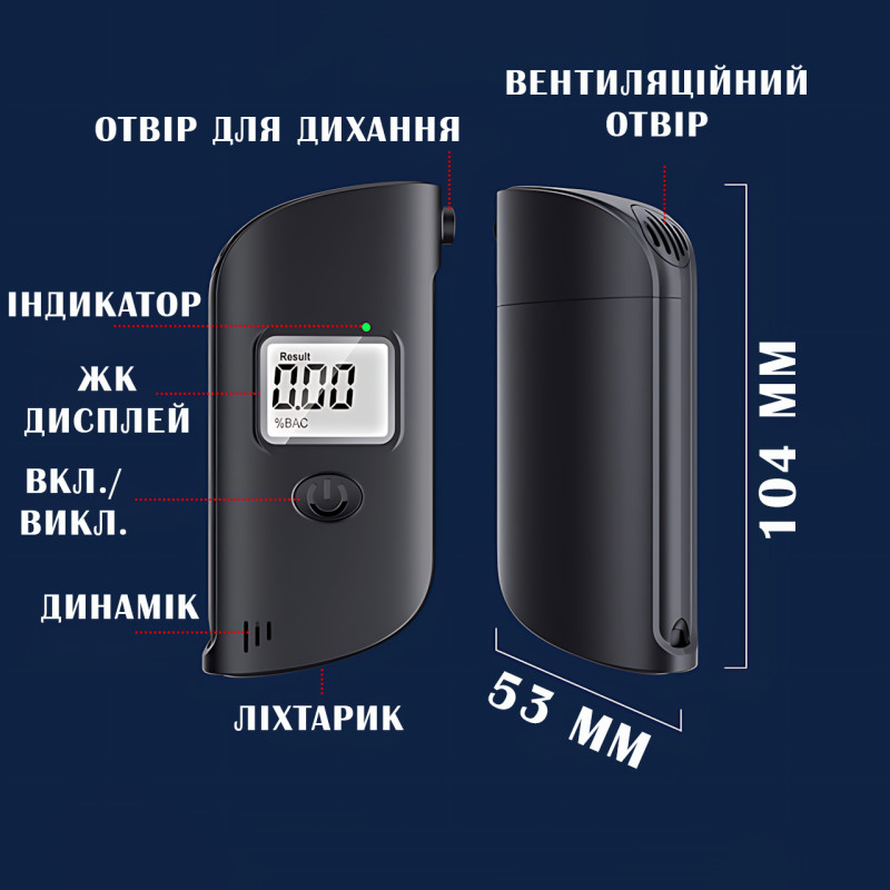 Алкотестер LCD AND HA-170 с фонариком, 0-200 мг/100 мл, полупроводниковый датчик, питание от 3 батареек АА фото - 7