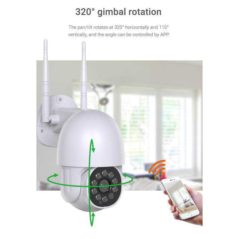 Вулична поворотна IP камера NJ PRO 1080 Vision 360 , вологостійка, датчик рух, нічне бачення, біла фото - 4