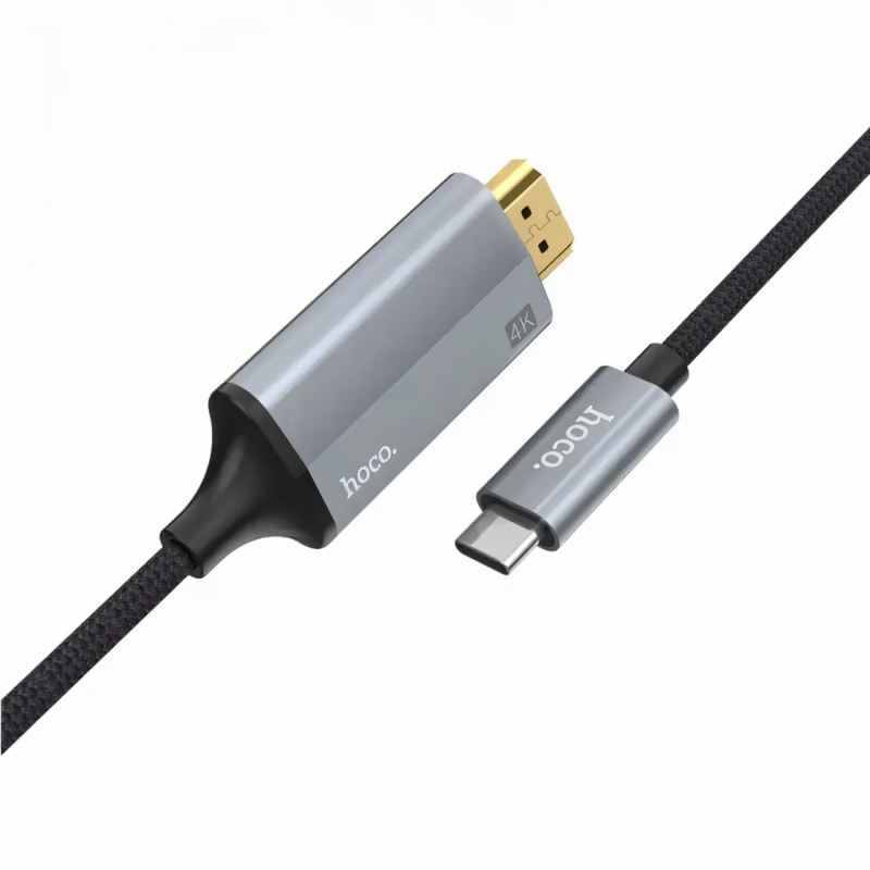 Кабель-переходник HOCO UA13 Type-C на HDMI 4K, Full HD 4K/2K, адаптер 1.8 м из нейлона и алюминия фото - 2